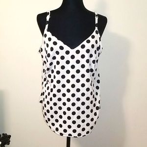 GUC Torrid Black and White Polka Dot Swing Tank